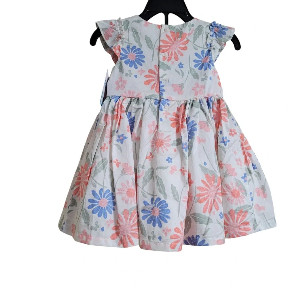 Lot of 2 Carter's‎ Baby Girl Dresses 9 Month Layered Floral Ruffle Sleeves Lined